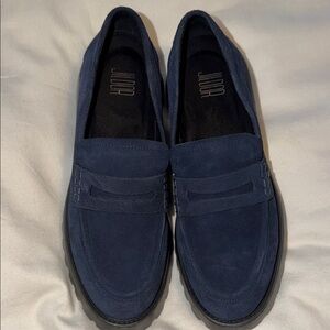 Women’s Jidor NIB Navy Suede Penny Loafers 8.5